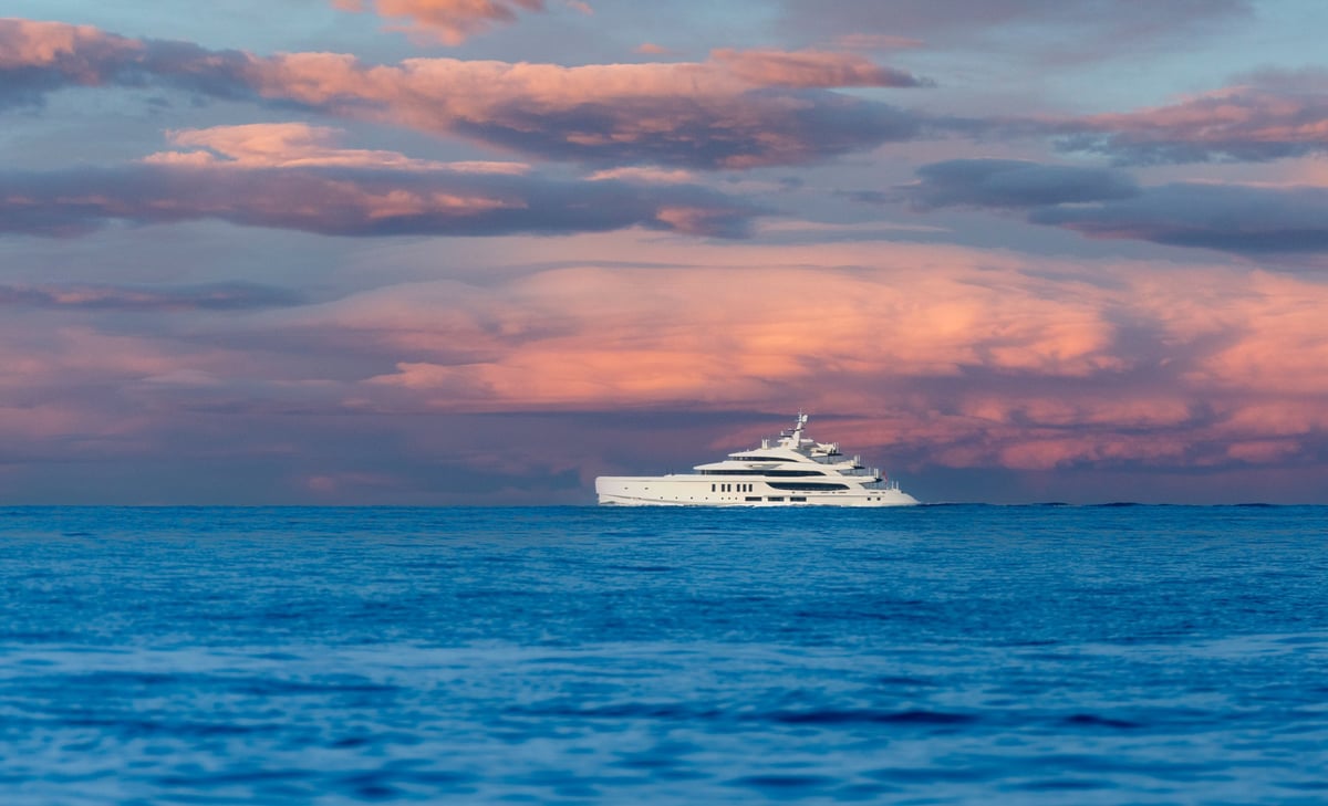 Luxury yacht at sunset