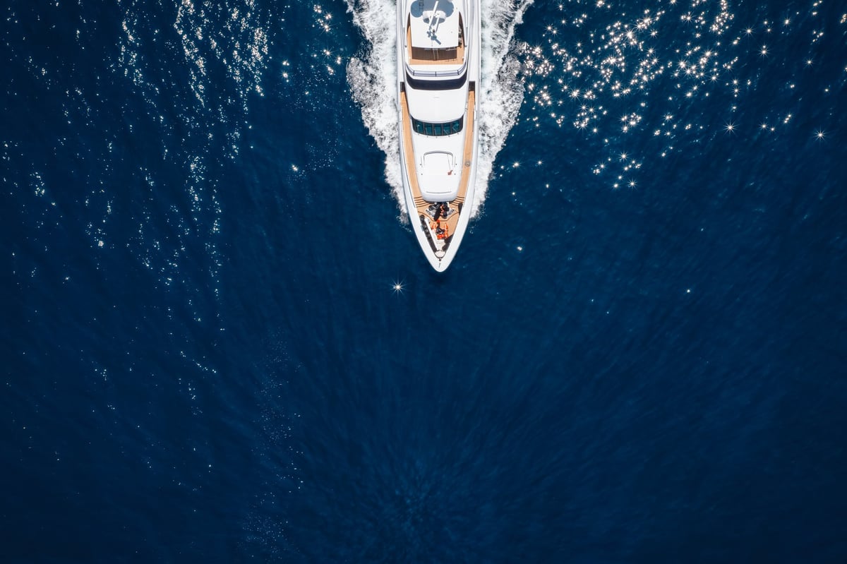 Luxury yacht cruising over ocean
